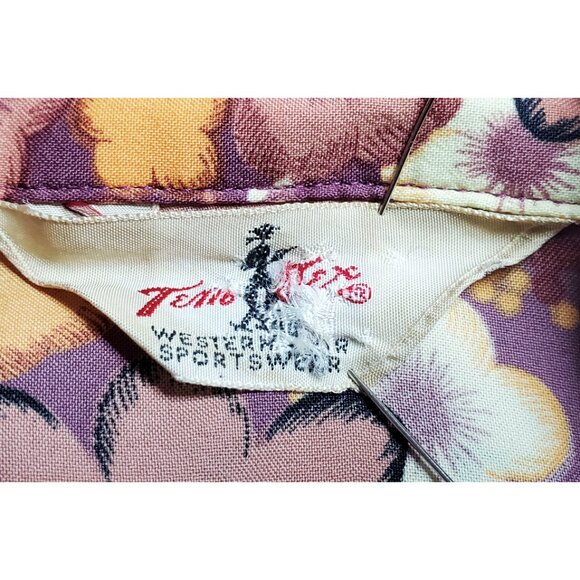 Tem Tex Vintage Mens Western 1970s Shirt Pearl Snap Cowboy Rodeo Groovy Floral - Picture 4 of 11